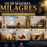 Representação dos principais milagres reconhecidos pela Igreja Católica, incluindo milagres eucarísticos, aparições marianas, curas extraordinárias e a Ressurreição de Jesus Cristo.